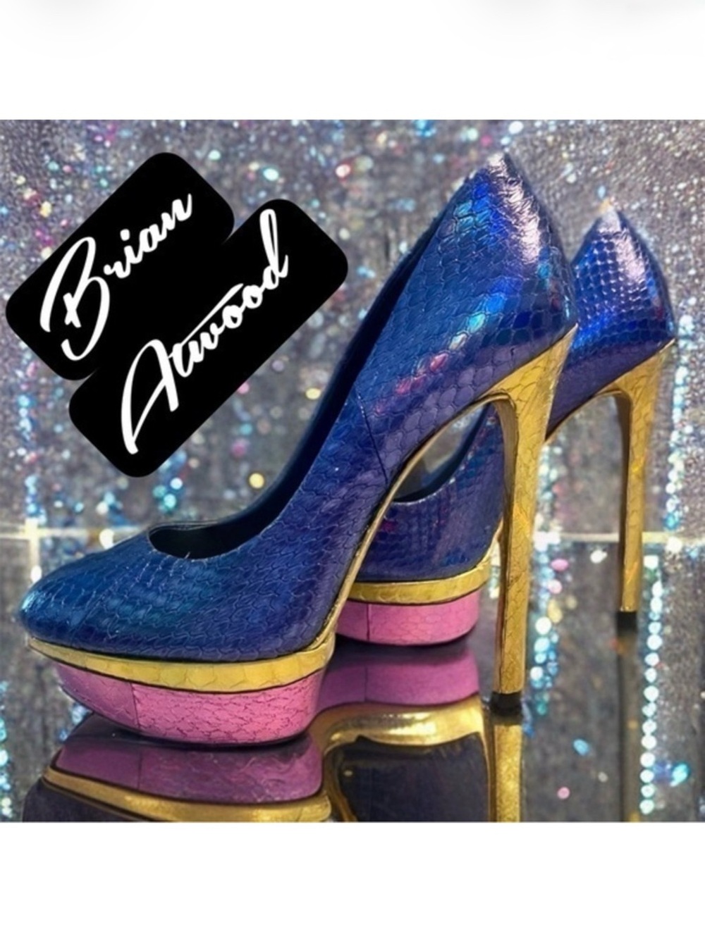 Brian Atwood Bf Fontanne DK BLUE SN Platform Women's Heels Shoes Size 6.5 NEW!
